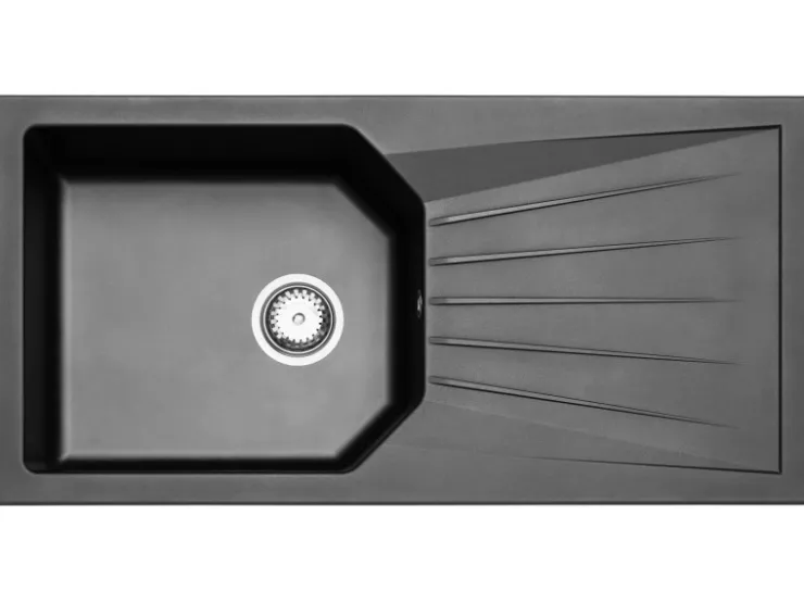 Outlet Flex-Well Exclusiv Küchenzeile Lund 310 cm Lichtgrau glänzend-Rauchgrau