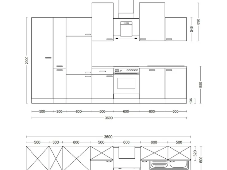 Flex-Well Exclusiv Kühlschränke<Küchenzeile Vintea 360 cm Magnolia matt - Lancelot Oak