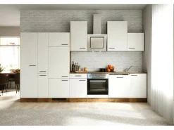 Flex-Well Exclusiv Kühlschränke<Küchenzeile Vintea 360 cm Magnolia matt - Lancelot Oak