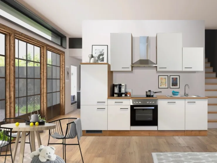 Outlet Flex-Well Exclusiv Küchenzeile Vintea 280 cm Magnolia-Lancelot Oak