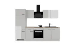 Sale Flex-Well Exclusiv Küchenzeile Lund 270 cm Lichtgrau glänzend-Rauchgrau