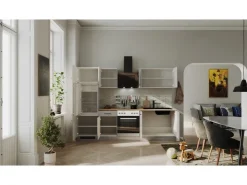 Sale Flex-Well Exclusiv Küchenzeile Lund 270 cm Lichtgrau glänzend-Rauchgrau