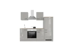 Best Flex-Well Exclusiv Küchenzeile 1706-002 Lund 220 cm Lichtgrau glänzend-Rauchgrau