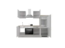 Best Flex-Well Exclusiv Küchenzeile 1706-002 Lund 220 cm Lichtgrau glänzend-Rauchgrau