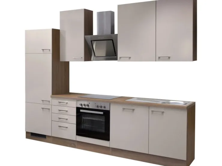 Best Flex-Well Exclusiv Küchenzeile Orlando 280 cm Kaschmir Glanz-Sonoma Eiche
