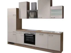 New Flex-Well Exclusiv Küchenzeile Orlando 280 cm Kaschmir Glanz-Sonoma Eiche