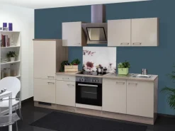 Sale Flex-Well Exclusiv Küchenzeile Orlando 270 cm Kaschmir Glanz-Sonoma Eiche