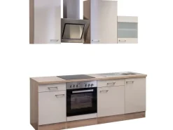 Discount Flex-Well Exclusiv Küchenzeile Orlando 220 cm Kaschmir Glanz-Sonoma Eiche