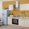 Küchenzeile Orlando 210 cm Kaschmir Glanz-Sonoma Eiche Herde