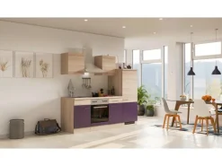 Sale Flex-Well Exclusiv Küchenzeile Focus 220 cm Akazie - Aubergine