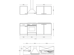 New Flex-Well Exclusiv Küchenzeile 1601-036 Lund 210cm Lichtgrau glänzend -Rauchgrau