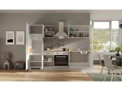 Discount Flex-Well Exclusiv Küchenzeile Lund 270 cm Lichtgrau glänzend-Rauchgrau