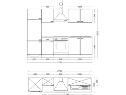 Discount Flex-Well Exclusiv Küchenzeile Lund 270 cm Lichtgrau glänzend-Rauchgrau