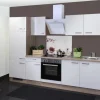 Flex-Well Exclusiv Herde|Kühlschränke<Küchenzeile Valero 270 cm Hochglanz Weiß-Sonoma Eiche