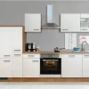 Hot Küchenzeile Vintea 310 cm Magnolia-Lancelot Oak Kochfelder|Herde