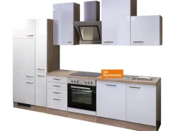 Best Flex-Well Exclusiv Küchenzeile Valero 310 cm Hochglanz Weiß-Sonoma Eiche