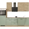Discount Flex-Well Exclusiv Küchenzeile Cara 280 cm Schilfgrün matt - Artisan Eiche