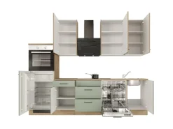 Discount Flex-Well Exclusiv Küchenzeile Cara 280 cm Schilfgrün matt - Artisan Eiche