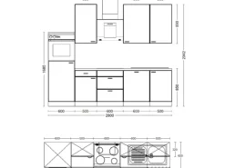 Discount Flex-Well Exclusiv Küchenzeile Cara 280 cm Schilfgrün matt - Artisan Eiche