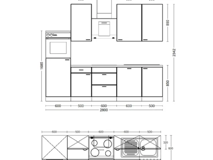 Discount Flex-Well Exclusiv Küchenzeile Cara 280 cm Schilfgrün matt - Artisan Eiche