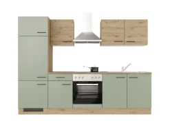 Best Flex-Well Exclusiv Küchenzeile Cara 270 cm Schilfgrün matt - Artisan Eiche