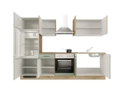 Best Flex-Well Exclusiv Küchenzeile Cara 270 cm Schilfgrün matt - Artisan Eiche