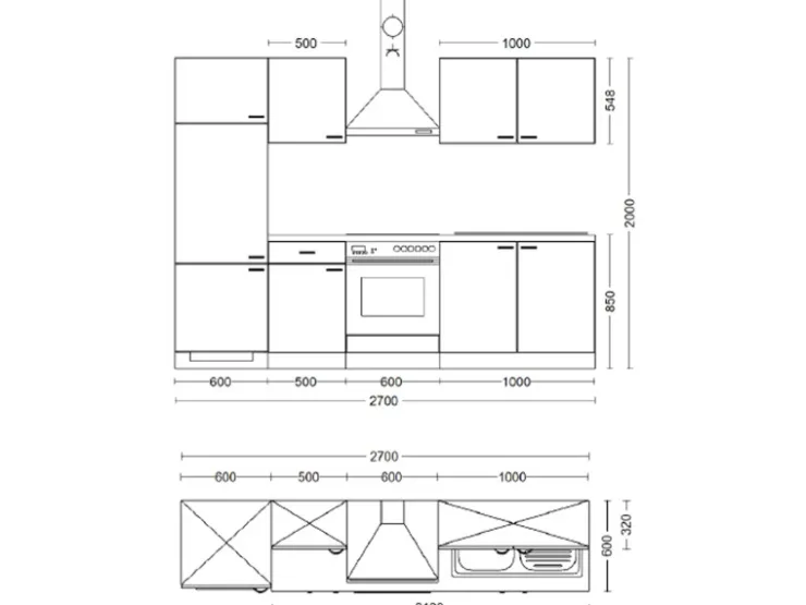 Best Flex-Well Exclusiv Küchenzeile Cara 270 cm Schilfgrün matt - Artisan Eiche