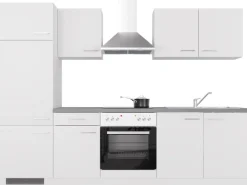 Flex-Well Exclusiv Küchenzeile Joelina 270 cm Weiß matt - Beton Grau