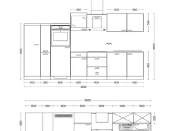 Outlet Küchenzeile Vintea 310 cm Magnolia matt - Lancelot Oak Kühlschränke|Herde