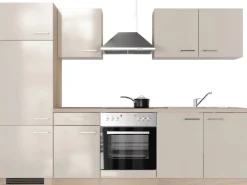 Clearance Flex-Well Exclusiv Küchenzeile Orlando 270 cm Kaschmir Glanz - Sonoma Eiche