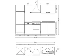 Clearance Flex-Well Exclusiv Küchenzeile Orlando 270 cm Kaschmir Glanz - Sonoma Eiche