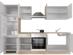 Clearance Flex-Well Exclusiv Küchenzeile Orlando 270 cm Kaschmir Glanz - Sonoma Eiche