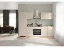 Clearance Flex-Well Exclusiv Küchenzeile Orlando 270 cm Kaschmir Glanz - Sonoma Eiche