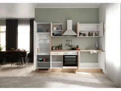 Clearance Flex-Well Exclusiv Küchenzeile Orlando 270 cm Kaschmir Glanz - Sonoma Eiche