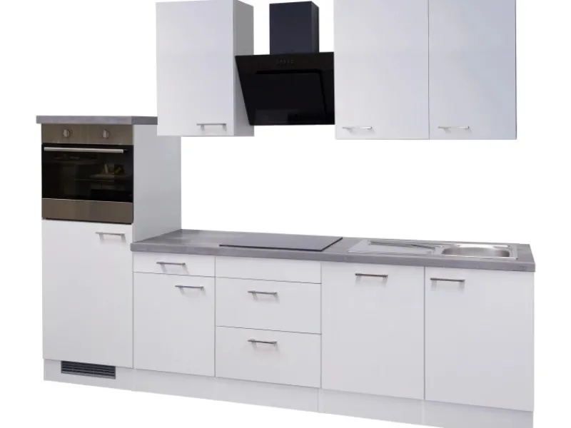 Clearance Küchenzeile Joelina 280 cm Weiß Einbauküchen|Kühlschränke