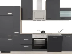 Flex-Well Exclusiv Einbauküchen|Herde<Küchenzeile Lara 310 cm Anthrazit - San Remo Eiche