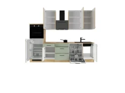 Flex-Well Exclusiv Einbauküchen<Küchenzeile Cara 280 cm Schilfgrün matt - Artisan Eiche