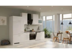Flex-Well Exclusiv Einbauküchen|Kochfelder<Küchenzeile Joelina 310 cm Weiß matt - Beton Grau