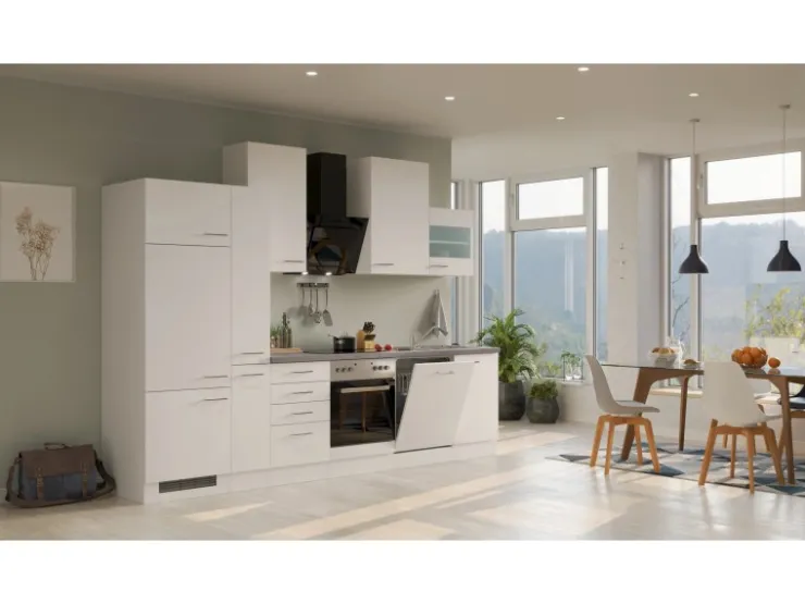 Flex-Well Exclusiv Einbauküchen|Kochfelder<Küchenzeile Joelina 310 cm Weiß matt - Beton Grau