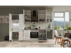 Flex-Well Exclusiv Einbauküchen|Kochfelder<Küchenzeile Joelina 310 cm Weiß matt - Beton Grau