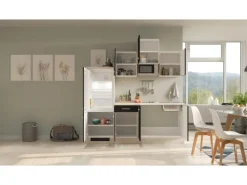 Clearance Küchenzeile Lara 210 cm Anthrazit - San Remo Eiche Single-Küchen|Kochfelder