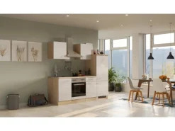Sale Flex-Well Exclusiv Küchenzeile Orlando 220 cm Kaschmir Glanz - Sonoma Eiche