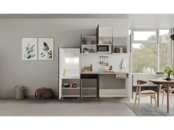 Best Küchenzeile Capri 210 cm Schwarz Matt-Endgrain Oak Single-Küchen|Kochfelder