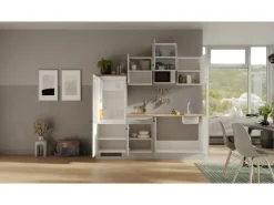 Hot Küchenzeile 1602-002 Lund 210 cm Lichtgrau glänzend-Rauchgrau Single-Küchen|Kochfelder