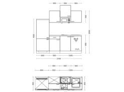 Hot Küchenzeile 1602-002 Lund 210 cm Lichtgrau glänzend-Rauchgrau Single-Küchen|Kochfelder