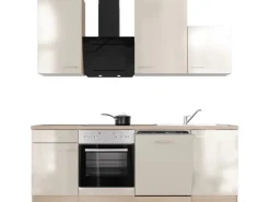 Hot Flex-Well Exclusiv Küchenzeile Orlando 220 cm Kaschmir Glanz - Sonoma Eiche