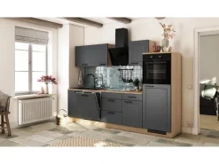 New Flex-Well Exclusiv Küche Romeo 280 cm ohne E-Geräte Anthrazit matt-Cosmopolitan