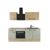 Flex-Well Exclusiv Einbauküchen<Küche 1601-005sWs Cara 210 cm Schilfgrün matt - Artisan Eiche