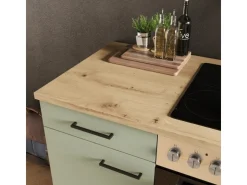 Flex-Well Exclusiv Einbauküchen<Küche 1601-005sWs Cara 210 cm Schilfgrün matt - Artisan Eiche