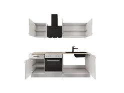 Online Flex-Well Exclusiv Küche 1601-005sWs Lund 210cm Lichtgrau glänzend -Rauchgrau